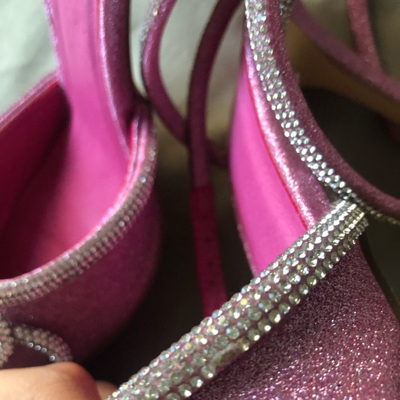 Rhinestone Sparkly Pink Double Bow Heels - Picture 5 of 6